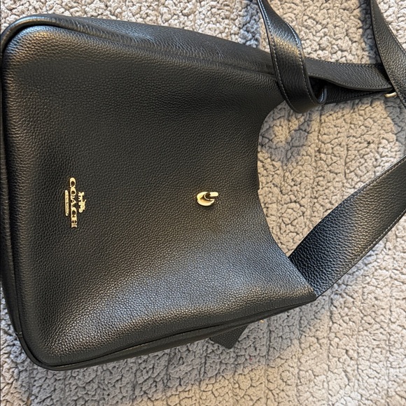 Coach Handbags - Coach Black Leather Shoulder Bag with Gold Accents